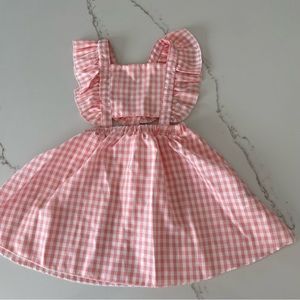 Shein ruffle gingham midriff overall dress